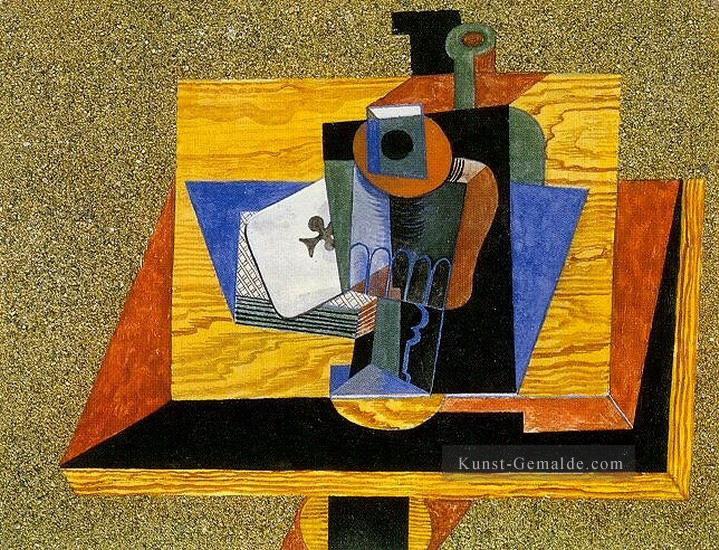Verre als trefle bouteille sur une Tisch 1915 kubist Pablo Picasso Ölgemälde